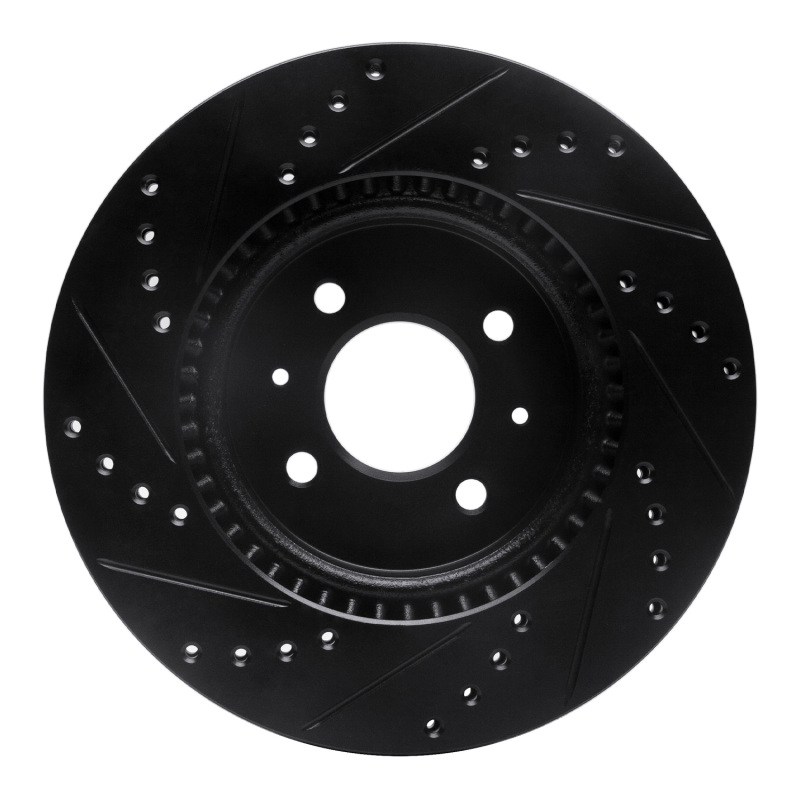 Hyundai Accent Brake Rotor (1) - Front Right - R1 Concepts - Drilled & Slotted - Black - `12-`23